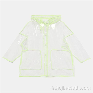 Vêtements de pluie pvc adultes translucides avec ligne verte